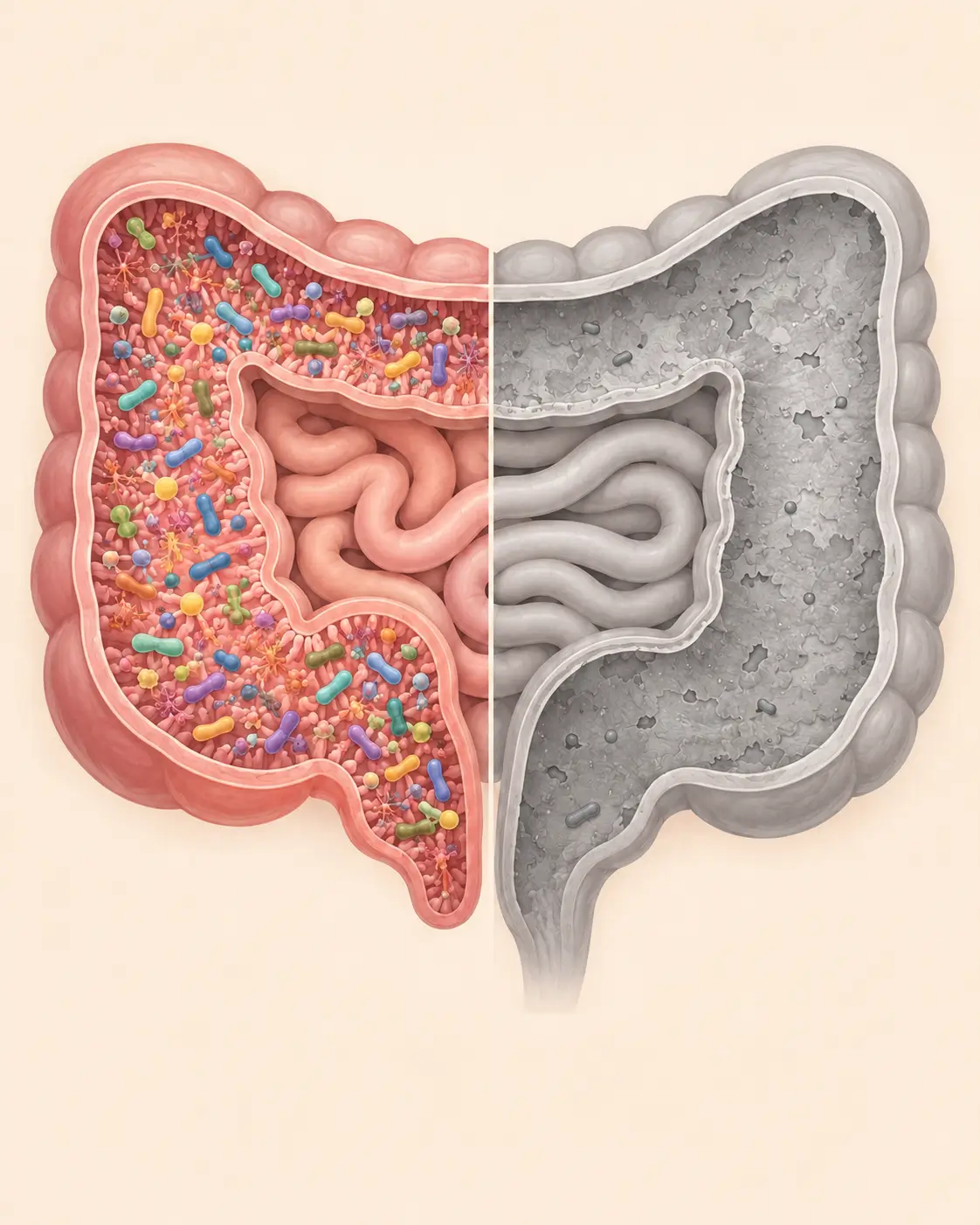 Intestino em recuperação depois de um tratamento com antibióticos