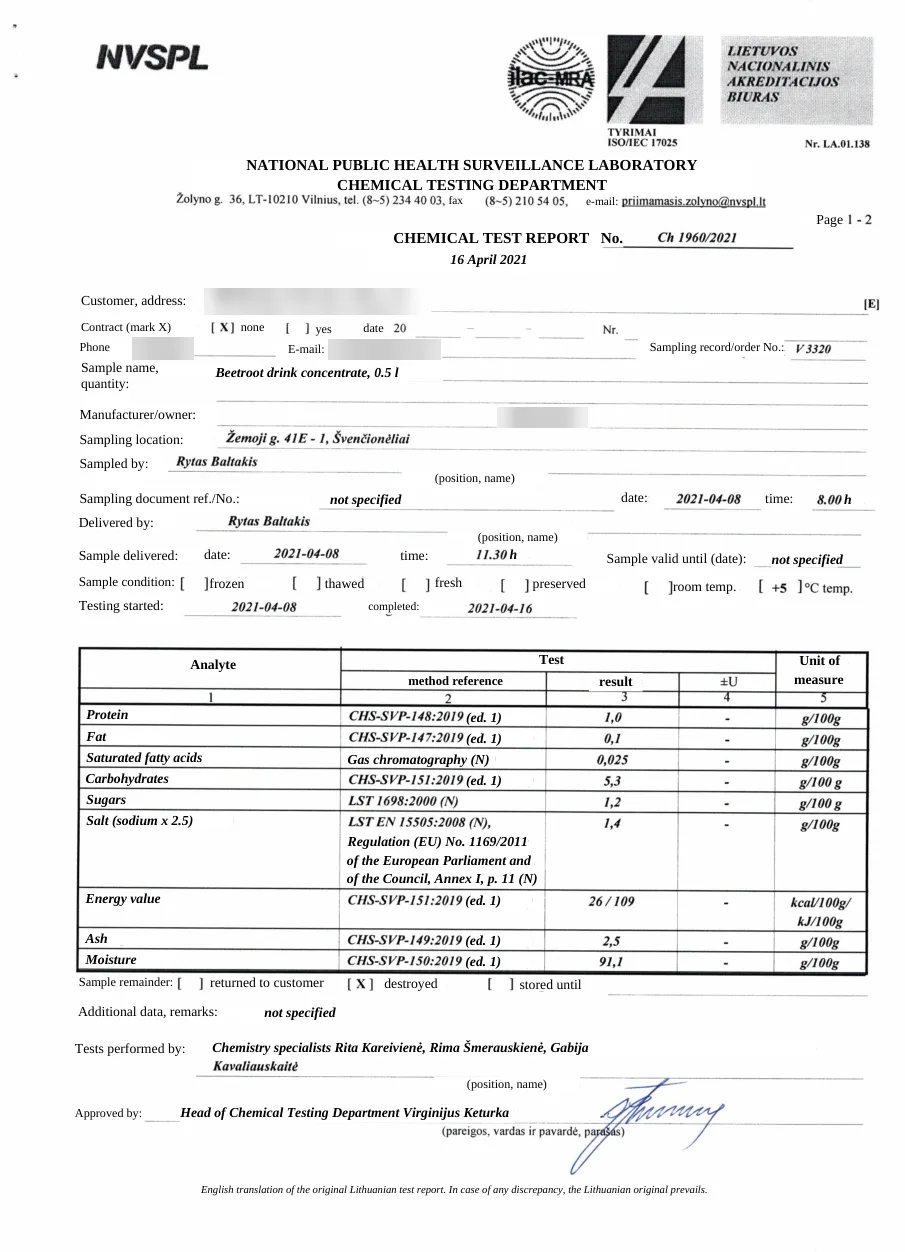 Relatório de análise química da Guteria — NVSPL